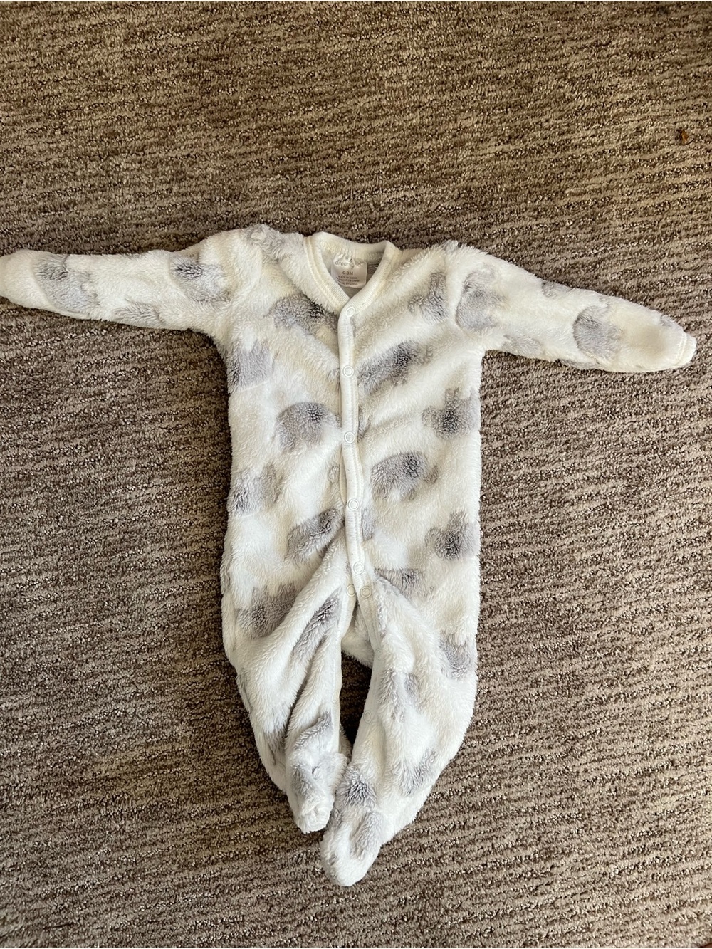 Cozy Footed One-Piece in White and Gray - Unbranded